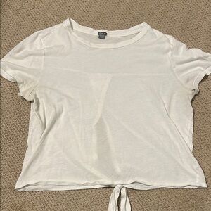 Aerie White Crop Tie-Front T-Shirt